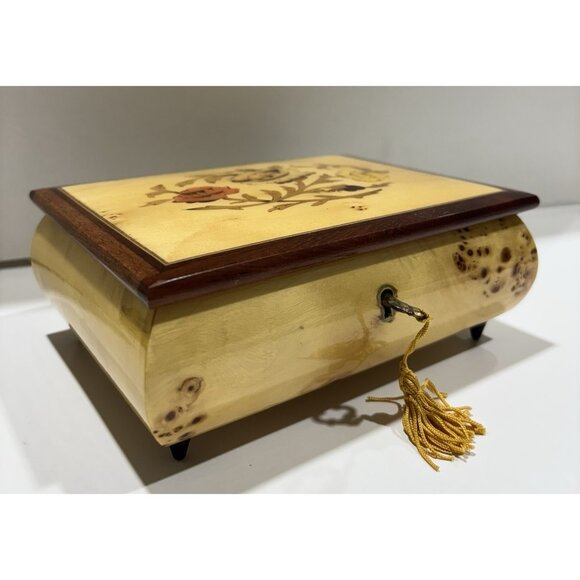 Italian Inlaid Wood Music Jewelry Box Plays “Lara’s Theme” 1970s - Picture 2 of 6